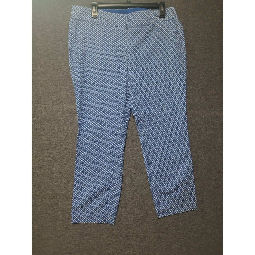 Ann Taylor Carnegie Crop 12 dress pants geometric diamond clasp button mid-rise